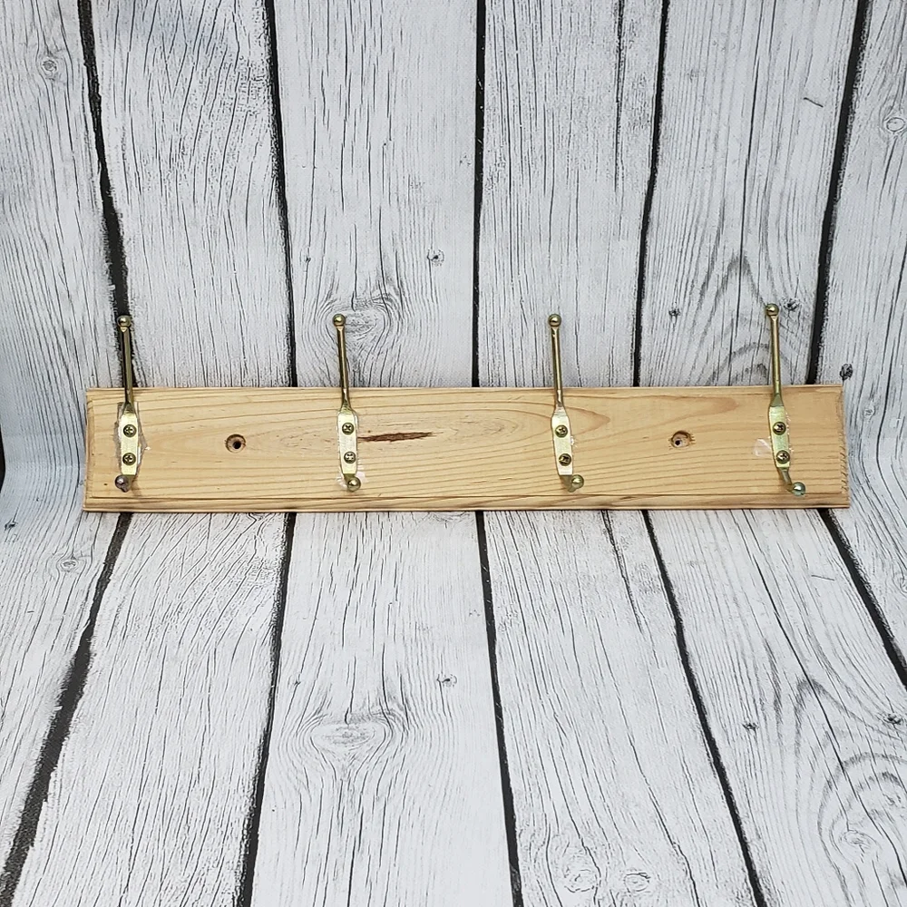 2 Wooden Hook Boards 4 Iron Hooks